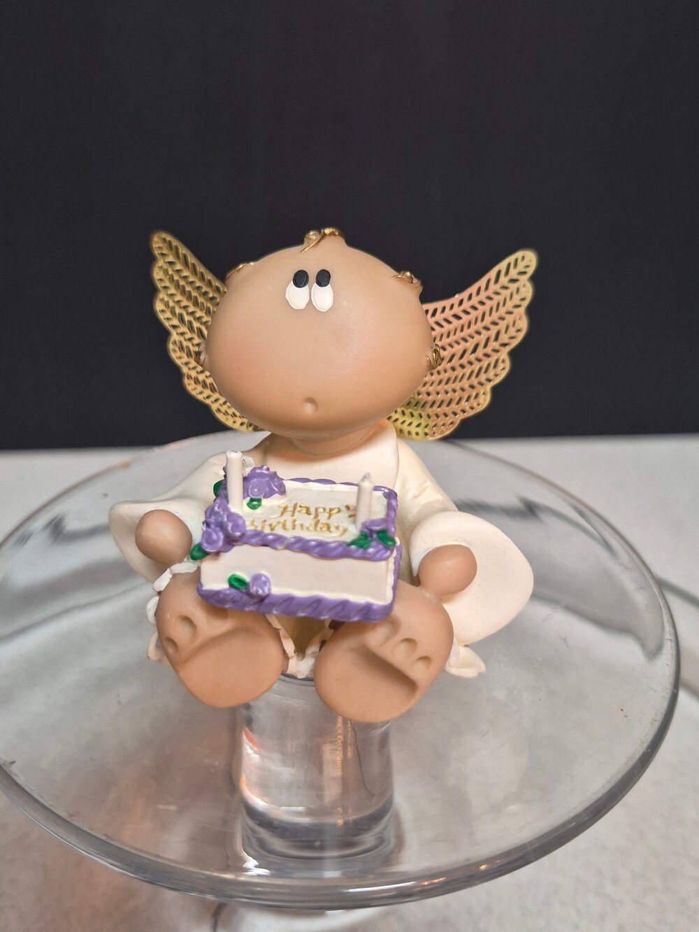 Kirk Angel Figurine 2001 Birthday Cake Gold Wings Collectible